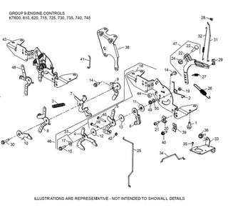 Kt735-3104 Engine Controls Diagram and Parts List for KT735-3104  Cub Cadet Lawn Tractor